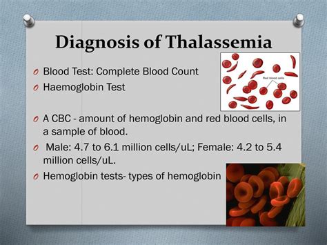 Diagnosis of thalassemia (adults and children) .